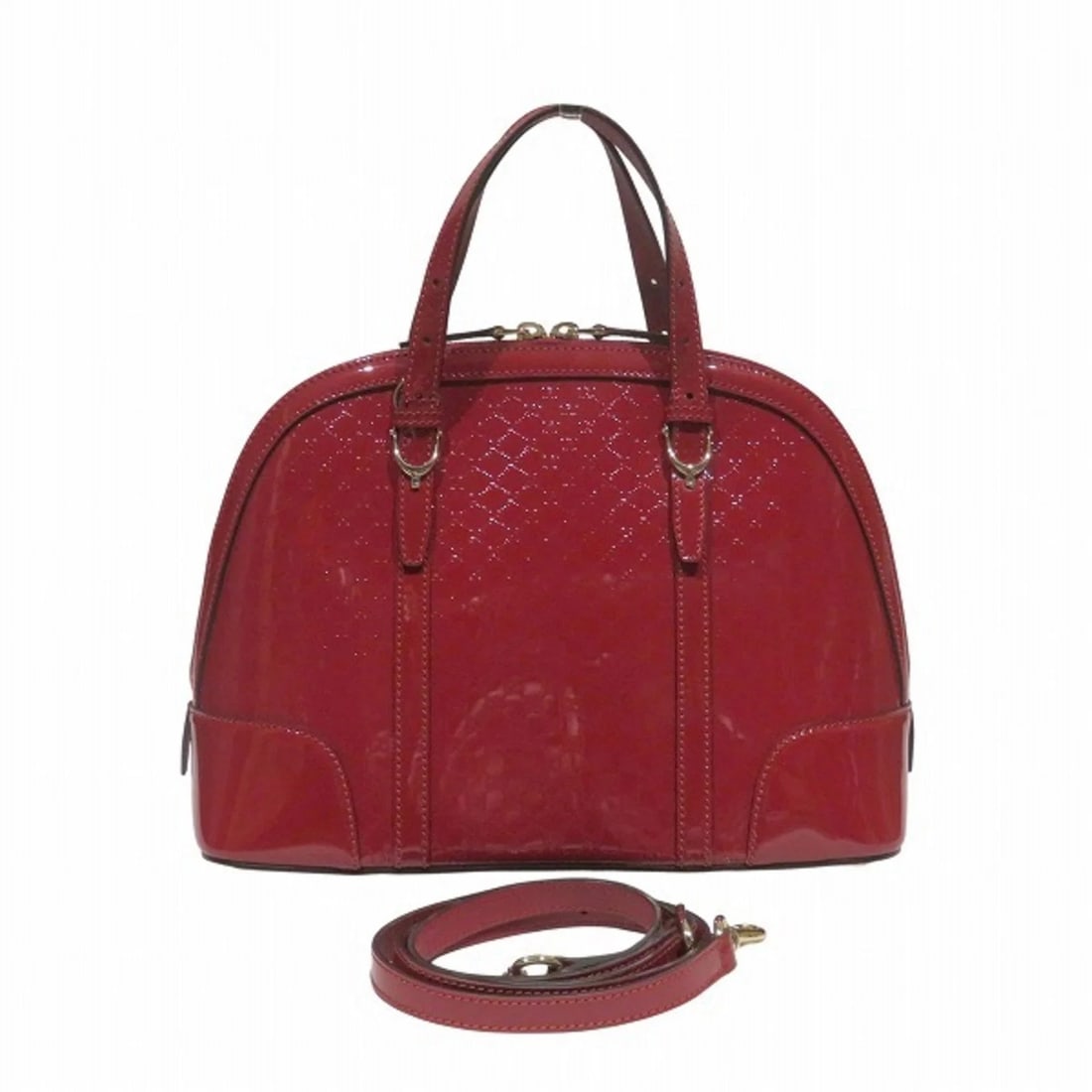 GUCCI MICROGUCCISSIMA 2-WAY HANDBAG SHOULDER BAG: Gucci Microguccissima 2-Way Handbag Shoulder Bag Brand: Gucci Type/Style: Handbag, Shoulder bag Material: Patent leather Color: Red Size: (HxWxD) 23cm x 31cm x 12cm / 9.05inch x 12.2inch x 4.72inch