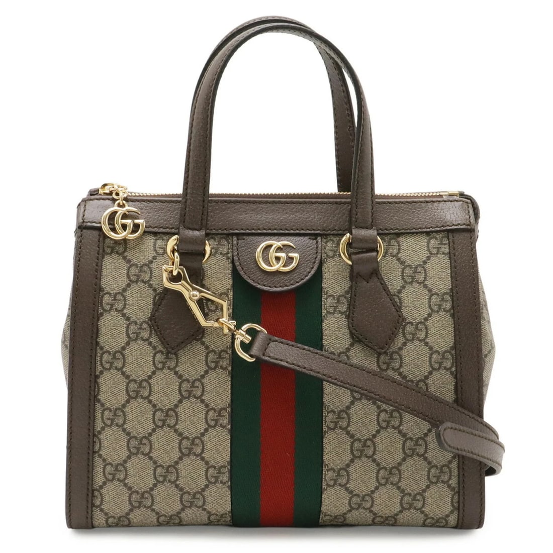 GUCCI OPHIDIA GG SUPREME SMALL TOTE BAG: GUCCI Ophidia GG Supreme Small Tote Bag Brand: Gucci Type/Style: Handbag, Shoulder bag, Tote bag Material: GG Supreme , Canvas , Leather Color: Beige, Brown, Green, Red color Size: (HxWxD) 20cm x 24cm