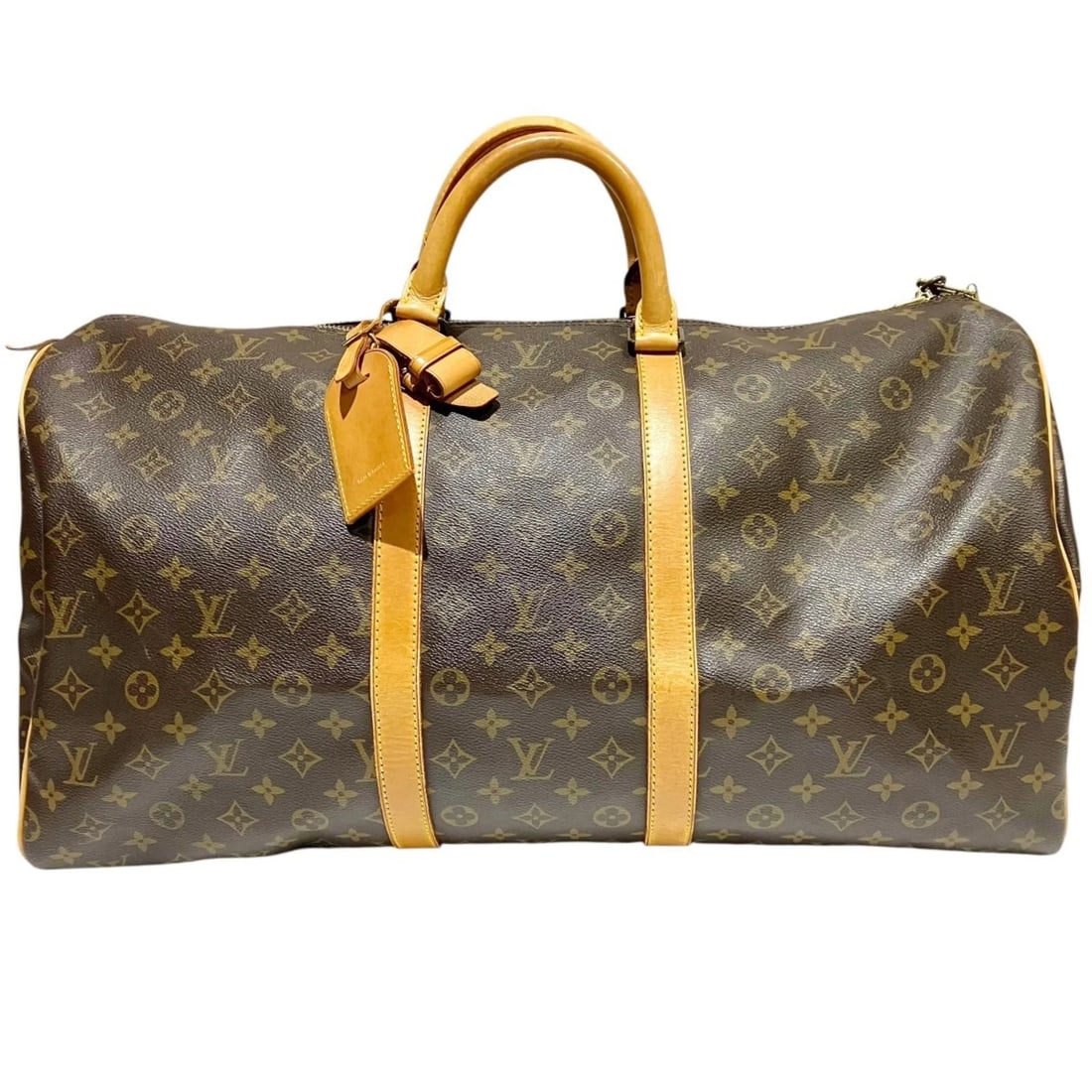 LOUIS VUITTON KEEPALL 55 BOSTON BAG: Louis Vuitton Keepall 55 Boston Bag Brand: Louis Vuitton Type/Style: Boston bag Material: Monogram Color: Brown Size: (HxWxD) 31cm x 55cm x 24cm / 12.2inch x 21.65inch x 9.44inch Accessories: None