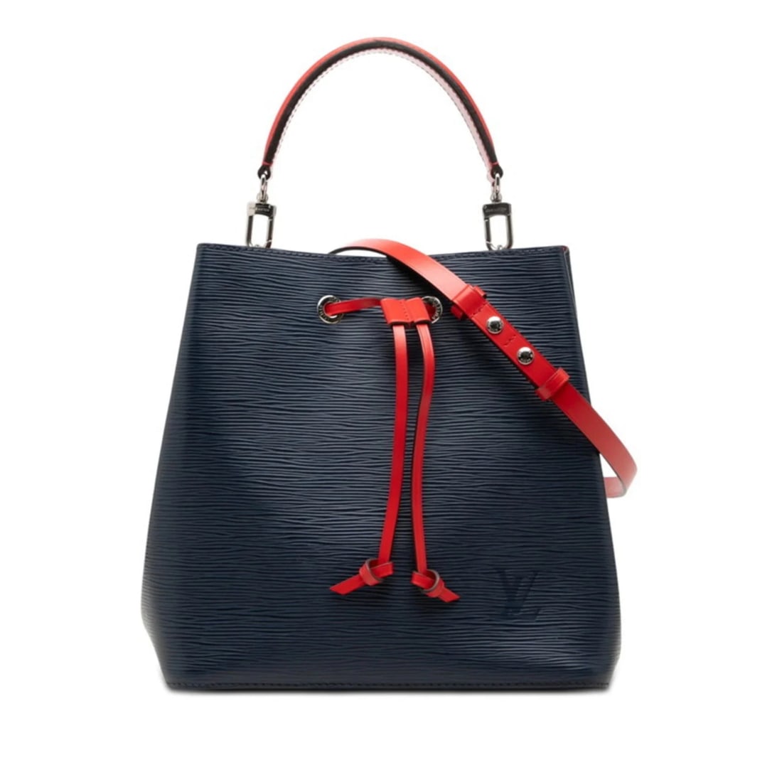 LOUIS VUITTON EPI NEONOE MM HANDBAG SHOULDER BAG: Louis Vuitton Epi NeoNoe MM Handbag Shoulder Bag Brand: Louis Vuitton Type/Style: Handbag, Shoulder bag Material: Leather Color: Navy, Red color Size: (HxWxD) 26cm x 26cm x 17cm / 10.23inch x
