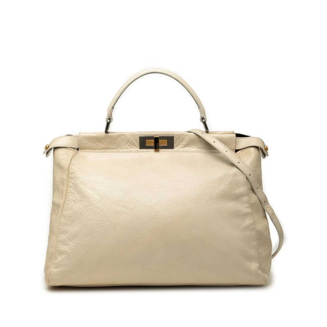 FENDI PEEKABOO LARGE HANDBAG ONE-SHOULDER BAG: Fendi Peekaboo Large Handbag One-Shoulder Bag Brand: Fendi Type/Style: Handbag, Shoulder bag Material: none Color: Ivory, White Size: (HxWxD) 30cm x 40cm x 16cm / 11.81inch x 15.74inch x 6.29inch