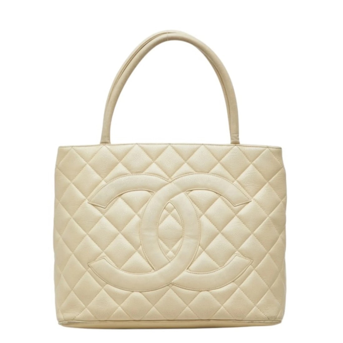 CHANEL MATELASSE COCO MARK REISSUE TOTE BAG: Chanel Matelasse Coco Mark Reissue Tote Bag Brand: Chanel Type/Style: Handbag, Tote bag Material: Grained Calfskin Color: Ivory, White Size: (HxWxD) 23cm x 30cm x 14.5cm / 9.05inch x 11.81inch x 5.7in