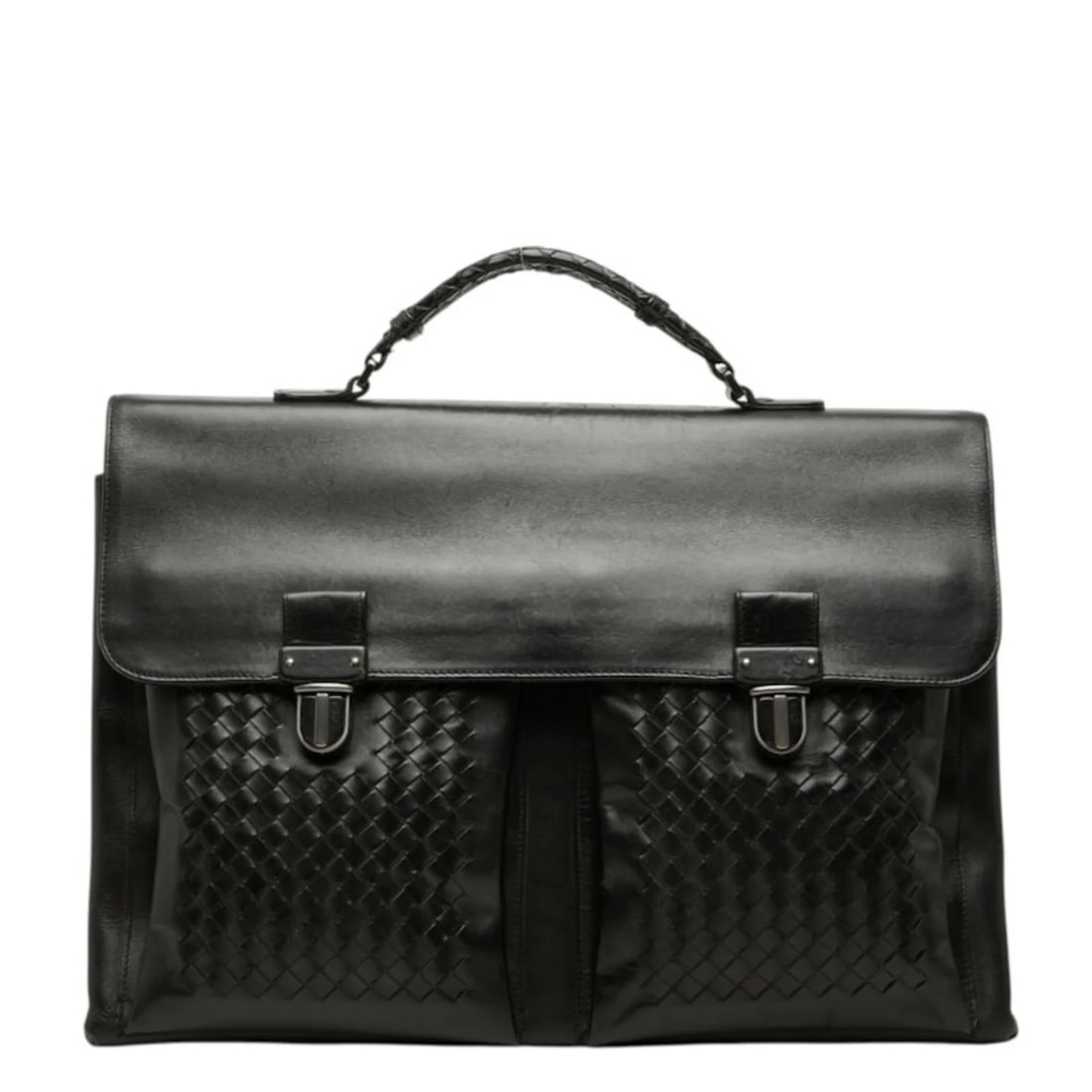 BOTTEGA VENETA INTRECCIATO BRIEFCASE BUSINESS BAG: Bottega Veneta Intrecciato Briefcase Business Bag Brand: Bottega Veneta Type/Style: Briefcase Material: Leather Color: Black Size: (HxWxD) 33cm x 42cm x 11cm / 12.99inch x 16.53inch x 4.33inch