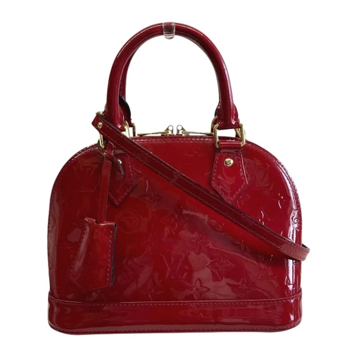 LOUIS VUITTON ALMA BB HANDBAG, MONOGRAM VERNIS: Louis Vuitton Alma BB Handbag, Monogram Vernis Brand: Louis Vuitton Type/Style: Handbag Material: Patent leather Color: Pomme d'amour Size: (HxWxD) 17.5cm x 24cm x 11.5cm / 6.88inch x 9.44inch x 4.52i