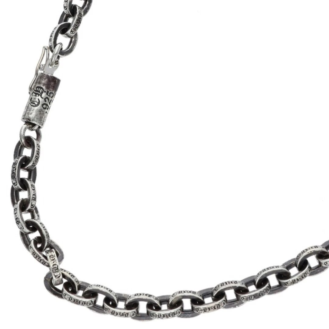 CHROME HEARTS PAPER CHAIN SILVER NECKLACE: Chrome Hearts PAPER CHAIN Silver Necklace Brand: Chrome Hearts Type/Style: Necklace Material: 925 Silver Color: Silver Size: chain width 0.5cm, total length 46cm Accessories: None Accessories Notice: