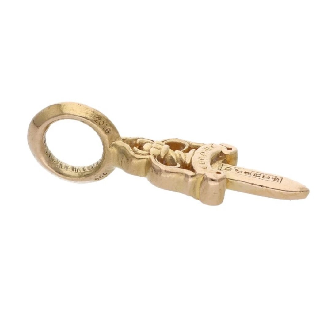 CHROME HEARTS STACK DAGGER V2 CHARM GOLD NECKLACE - 3