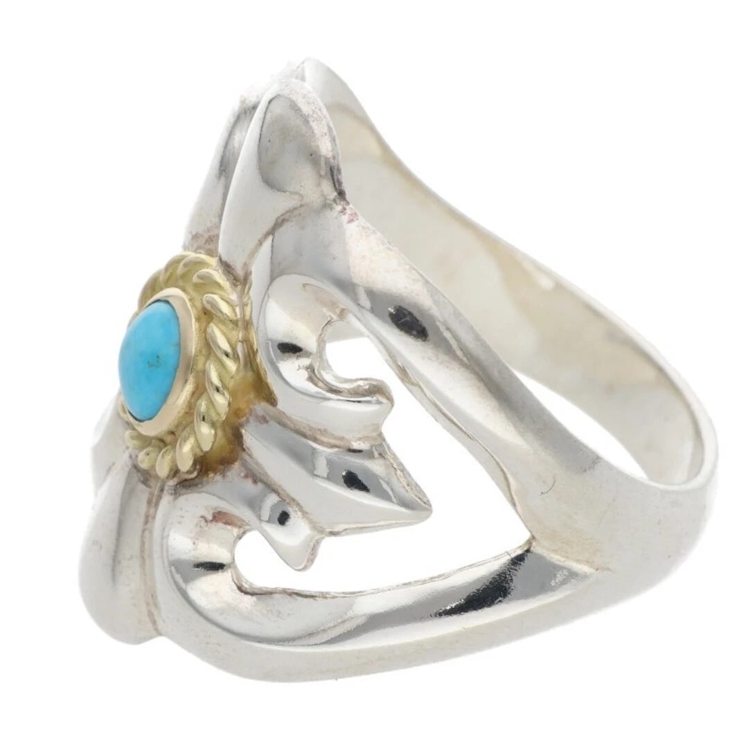 GOROWS CAST RING WITH TURQUOISE KINAWA - 4