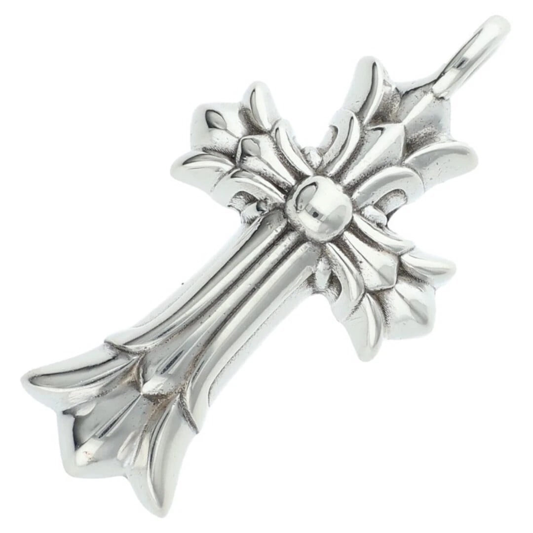 CHROME HEARTS DOUBLE CROSS SILVER NECKLACE: Chrome Hearts Double Cross Silver Necklace Brand: Chrome Hearts Type/Style: Necklace Material: Color: Size: idth 1.6cm, vertical 3.1cm Accessories: None Accessories Notice: When purchasing pre-owned