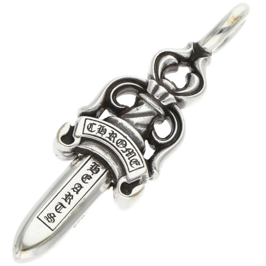 CHROME HEARTS DOUBLE DAGGER PENDANT SILVER NECKLACE: Chrome Hearts Double Dagger Pendant Silver Necklace Brand: Chrome Hearts Type/Style: Necklace Material: Color: Size: Width 1.6cm, vertical 5.4cm Accessories: None Accessories Notice: When purchasing