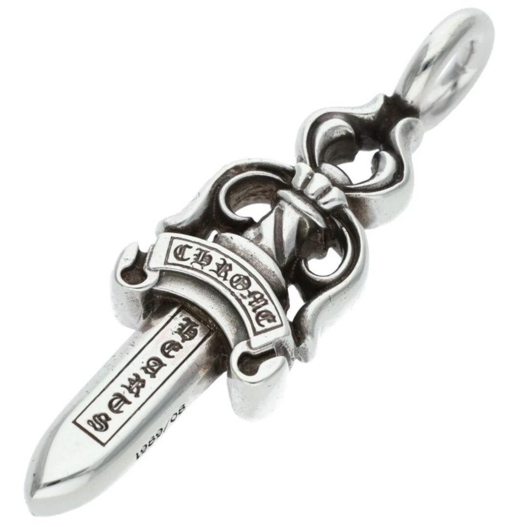 CHROME HEARTS DOUBLE DAGGER PENDANT SILVER NECKLACE: Chrome Hearts Double Dagger Pendant Silver Necklace Brand: Chrome Hearts Type/Style: Necklace Material: Color: Size: Width 1.6cm, vertical 5.4cm Accessories: None Accessories Notice: When