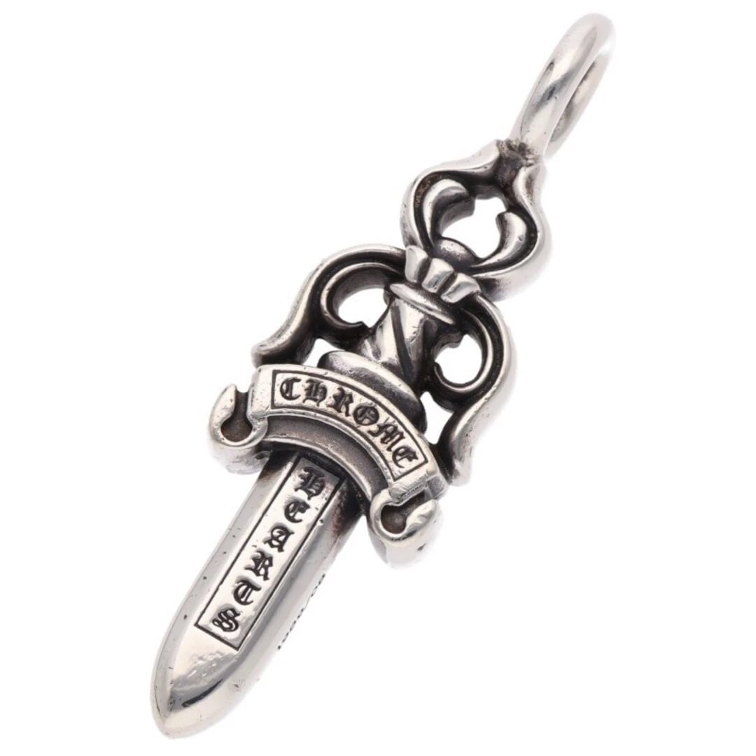 CHROME HEARTS DOUBLE DAGGER PENDANT SILVER NECKLACE: Chrome Hearts Double Dagger Pendant Silver Necklace Brand: Chrome Hearts Type/Style: Necklace Material: Color: Size: Width 1.6cm, vertical 5.3cm Accessories: None Accessories Notice: When