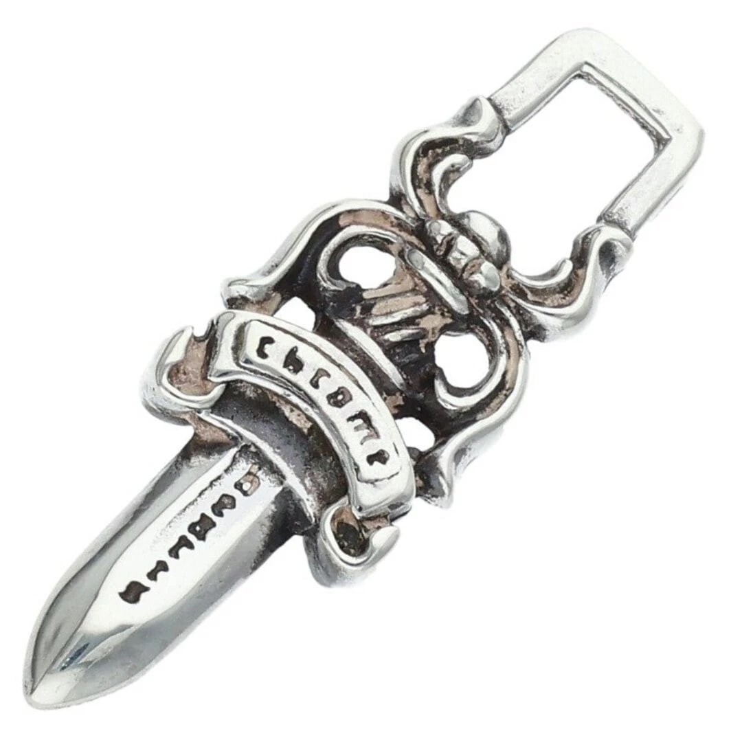 CHROME HEARTS DAGGER SILVER NECKLACE: Chrome Hearts DAGGER Silver Necklace Brand: Chrome Hearts Type/Style: Necklace Material: 925 silver Color: silver Size: vertical 3.5cm Accessories: None Accessories Notice: When purchasing