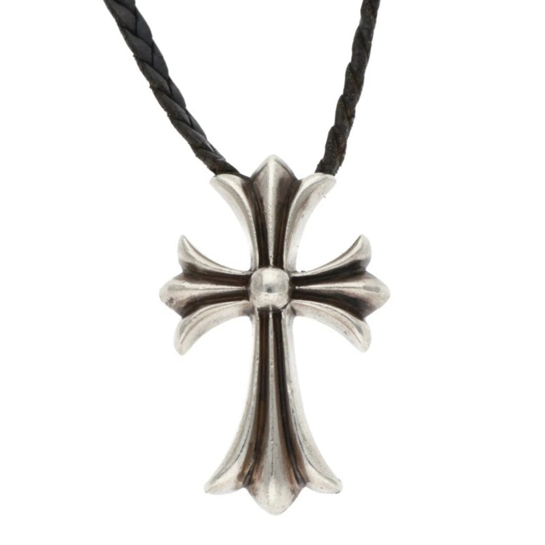 CHROME HEARTS SML BC SMALL CROSS BOLO TIP W SILVER NECKLACE: Chrome Hearts SML BC Small Cross Bolo Tip W Silver Necklace Brand: Chrome Hearts Type/Style: Necklace Material: 925 silver Color: silver Size: vertical 4.2cm, string width 0.4cm, string length 109cm