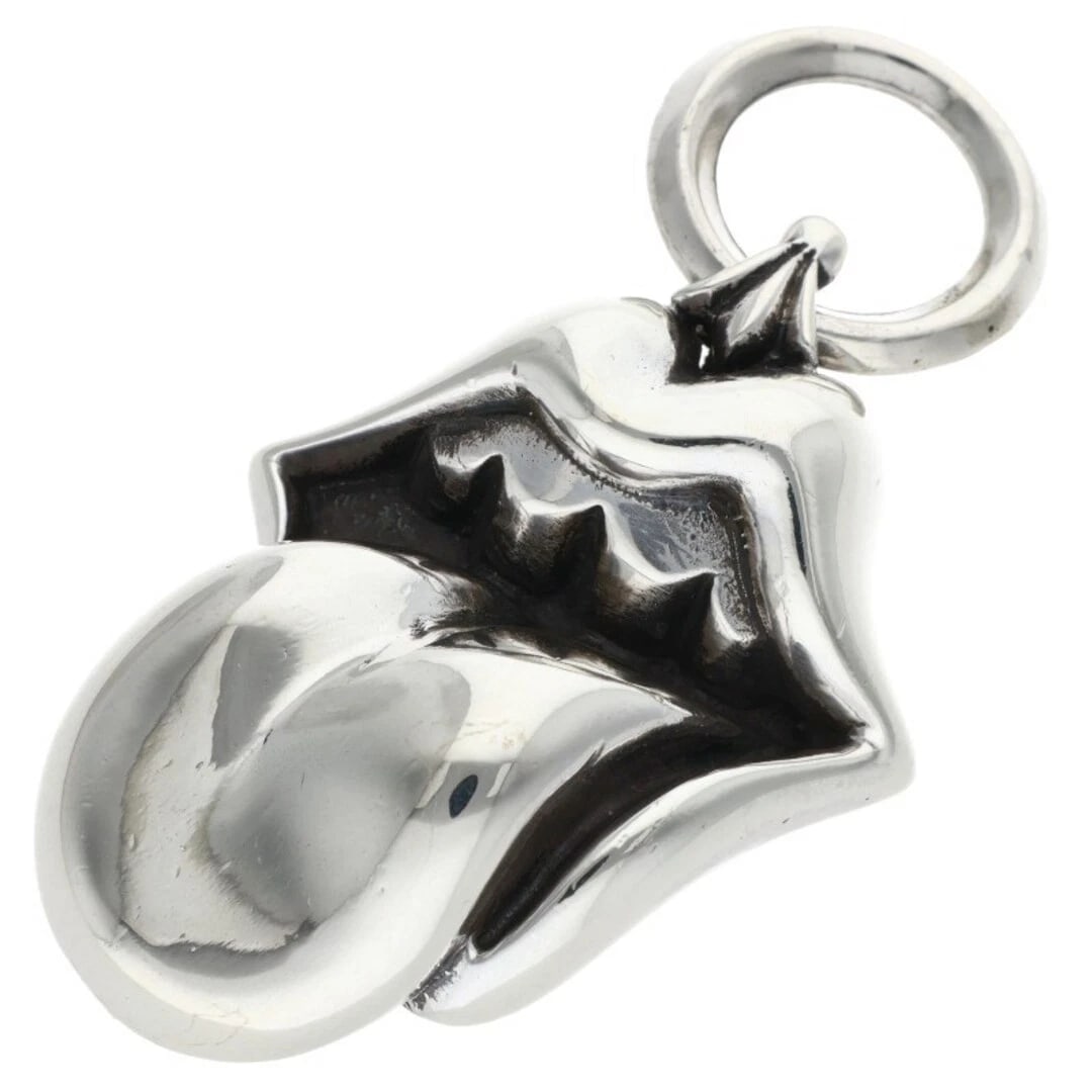 CHROME HEARTS LIPSTONGUE PENDANT LIP AND TAN SILVER NECKLACE TOP: Chrome Hearts Lipstongue Pendant lip and Tan Silver Necklace Top Brand: Chrome Hearts Type/Style: Necklace Material: 925 silver Color: silver Size: vertical 5.2cm Accessories: None Accesso