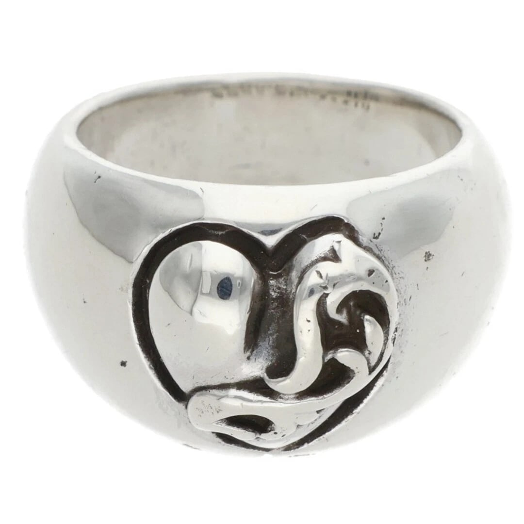 CHROME HEARTS HEART IN BAND SILVER RING: Chrome Hearts Heart in Band Silver Ring Brand: Chrome Hearts Type/Style: Ring Material: 925 silver Color: silver Size: US Size 9 Accessories: None Accessories Notice: When purchasing pre-o
