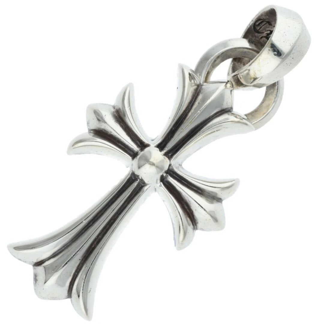 CHROME HEARTS SMALL CROSS BAIL SILVER NECKLACE TOP: Chrome Hearts Small Cross Bail Silver Necklace Top Brand: Chrome Hearts Type/Style: Necklace Material: 925 silver Color: silver Size: vertical 5.9cm Accessories: None Accessories Notice: When