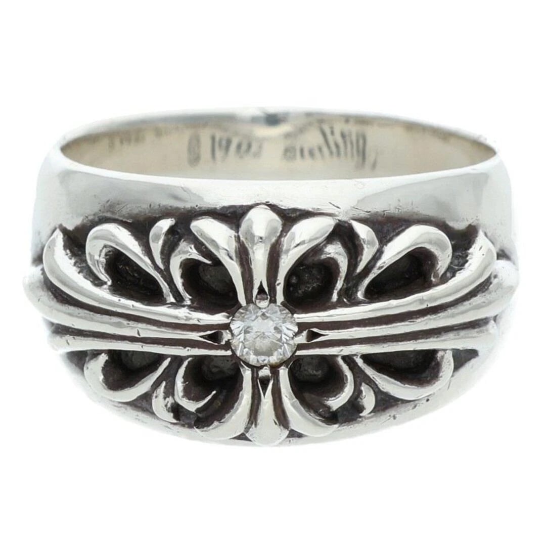 CHROME HEARTS 1DIA FLORAL CROSS DIAMOND SILVER RING: Chrome Hearts 1dia Floral Cross diamond silver Ring Brand: Chrome Hearts Type/Style: Ring Material: 925 silver Color: silver Size: US Size 7 Accessories: None Accessories Notice: When purchasing