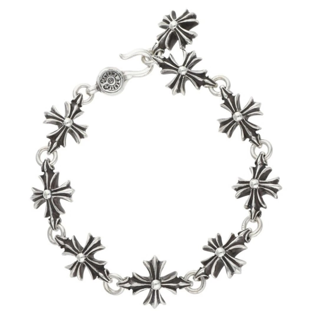 CHROME HEARTS PLUS CUTOUT SILVER BRACELET MEN'S: Chrome Hearts Plus cutout Silver Bracelet Men's Brand: Chrome Hearts Type/Style: Others Material: 925 silver Color: silver Size: total length 24cm Accessories: None Accessories Notice: When