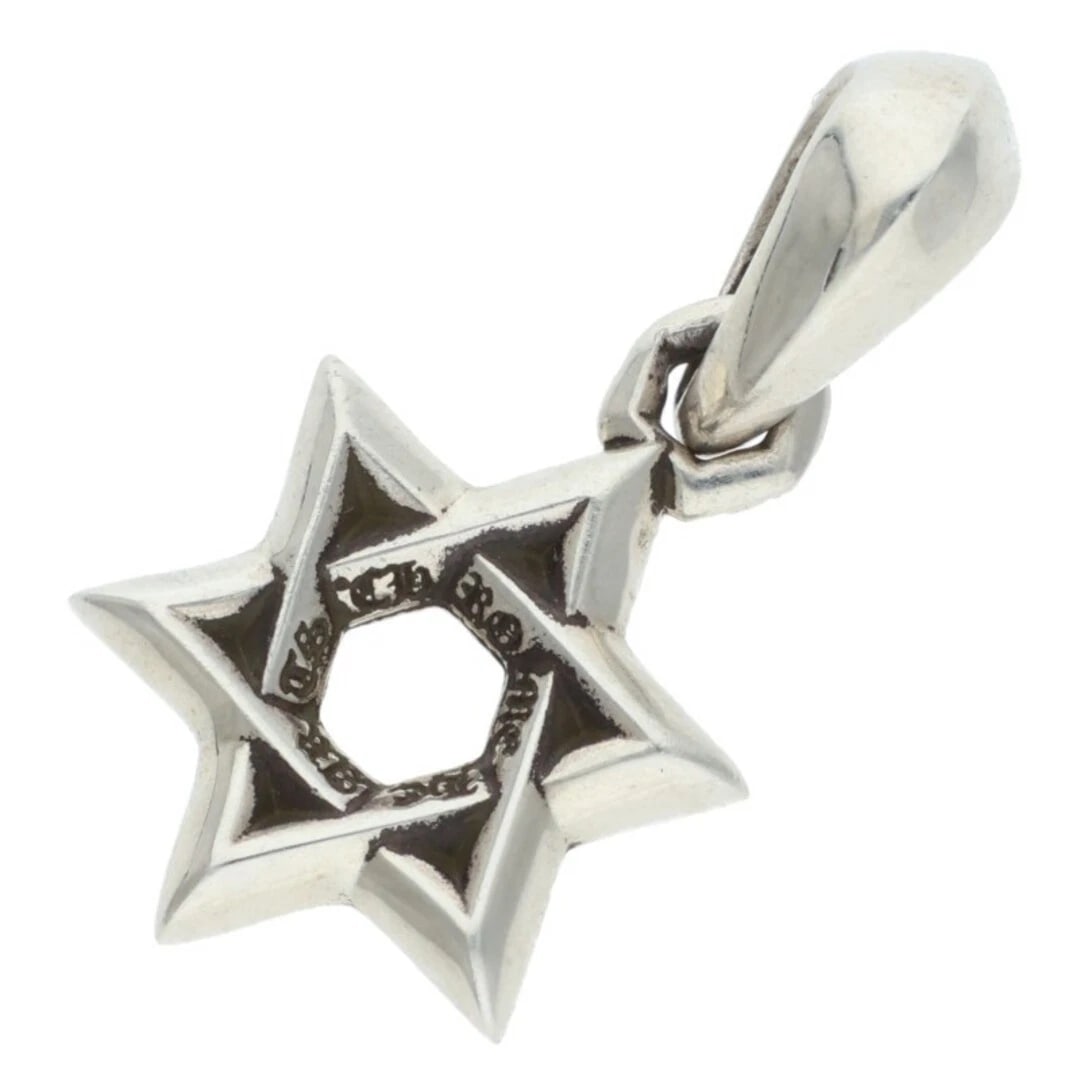 CHROME HEARTS STAR OF DAVID CHARM SILVER NECKLACE TOP: Chrome Hearts Star of David Charm Silver Necklace Top Brand: Chrome Hearts Type/Style: Necklace Material: 925 silver Color: silver Size: 3.1cm vertical Accessories: None Accessories Notice: When