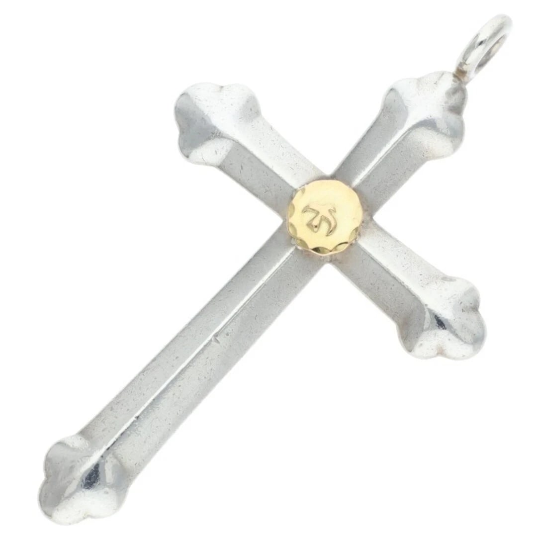GOROWS CROSS NECKLINE TOP: Gorows Cross Neckline Top Brand: goro's Type/Style: Necklace Material: Silver ? Gold Color: Silver ? Gold Size: vertical 7.6cm Accessories: None Accessories Notice: When purchasing pre-owned goods,