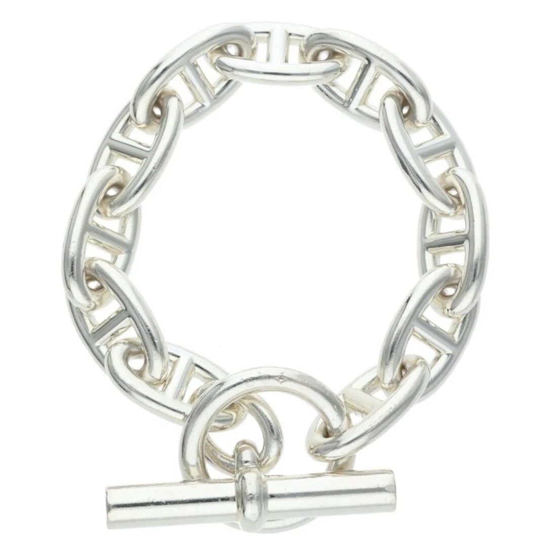 HERMES CHAINE GM SHEINE ANKLE SILVER BRACELET: Hermes Chaine GM Sheine Ankle Silver Bracelet Brand: HERMES Type/Style: Others Material: 925 silver Color: silver Size: total length 18.5cm Accessories: None Accessories Notice: When purchasing