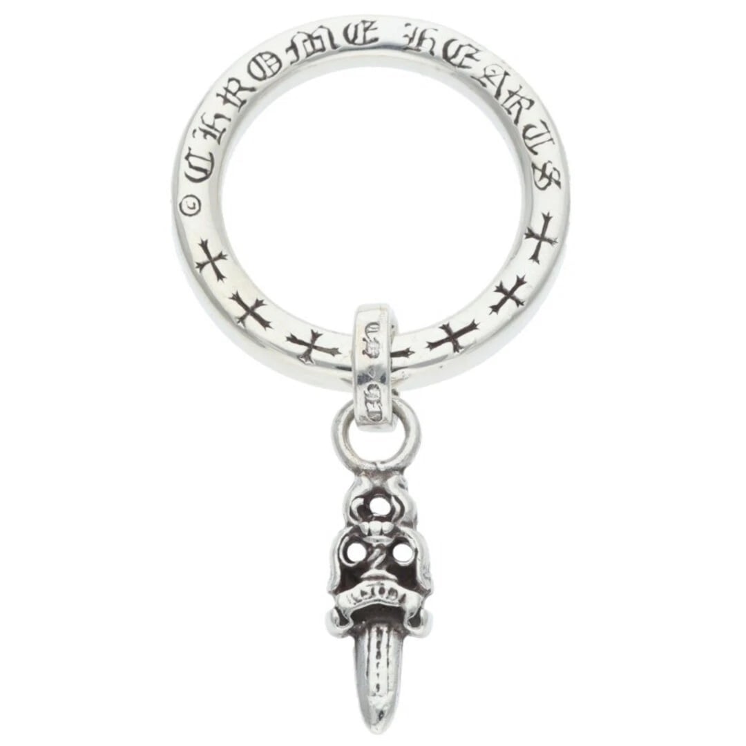 CHROME HEARTS W DAGGER MOTIF SILVER RING: Chrome Hearts W Dagger Motif Silver Ring Brand: Chrome Hearts Type/Style: Ring Material: 925 silver Color: silver Size: US Size 8.5 Accessories: None Accessories Notice: When purchasing pre-owned
