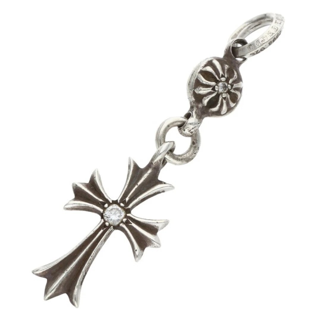CHROME HEARTS TINY CROSS AFTER DIAMOND CHARM: Chrome Hearts Tiny Cross After Diamond Charm Brand: Chrome Hearts Type/Style: Necklace Material: 925 silver Color: silver Size: vertical 5.7cm Accessories: None Accessories Notice: When purchasing