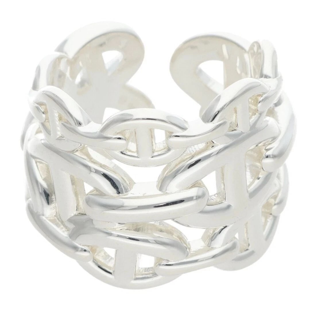 HERMES CHAINE D'ANCRE ENCHAINEE SILVER RING: Hermes Chaine d'Ancre Enchainee Silver Ring Brand: HERMES Type/Style: Ring Material: 925 silver Color: silver Size: US Size17 Accessories: None Accessories Notice: When purchasing pre-owned goods,