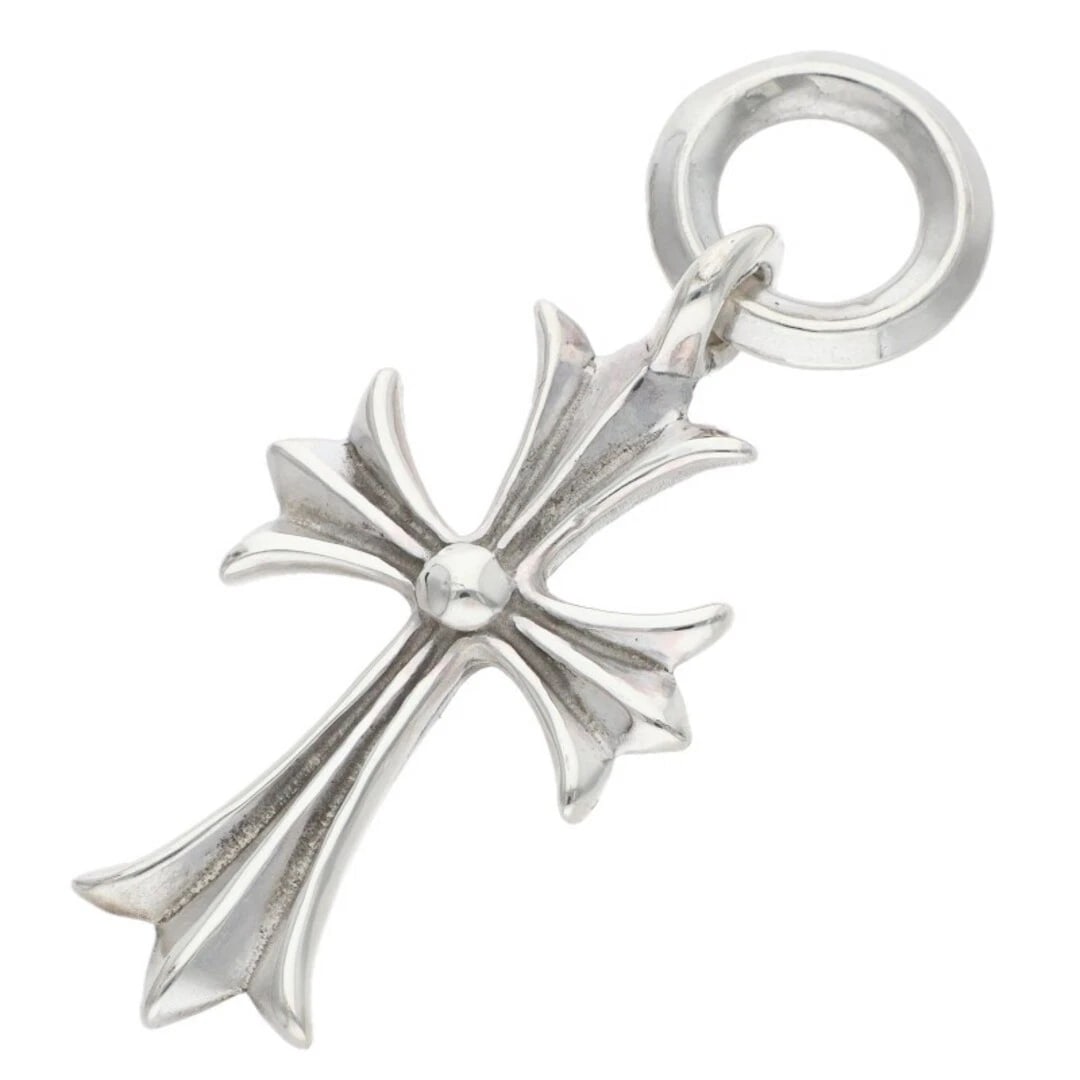 CHROME HEARTS TINY CH CROSS OLD CHARM SILVER NECKLACE TOP: Chrome Hearts TINY CH CROSS Old Charm Silver Necklace Top Brand: Chrome Hearts Type/Style: Necklace Material: 925 silver Color: silver Size: vertical 3.9cm Accessories: None Accessories Notice: When