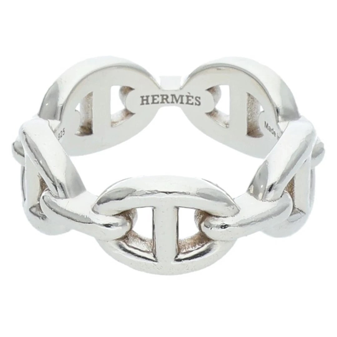 HERMES CHAINE D'ANCRE ENCHAINEE PM SHEINE DUNK ANCHENE SILVER RING: Hermes Chaine d'Ancre Enchainee PM Sheine Dunk Anchene Silver Ring Brand: HERMES Type/Style: Ring Material: 925 silver Color: silver Size: US Size 12 Accessories: None Accessories Notice: When