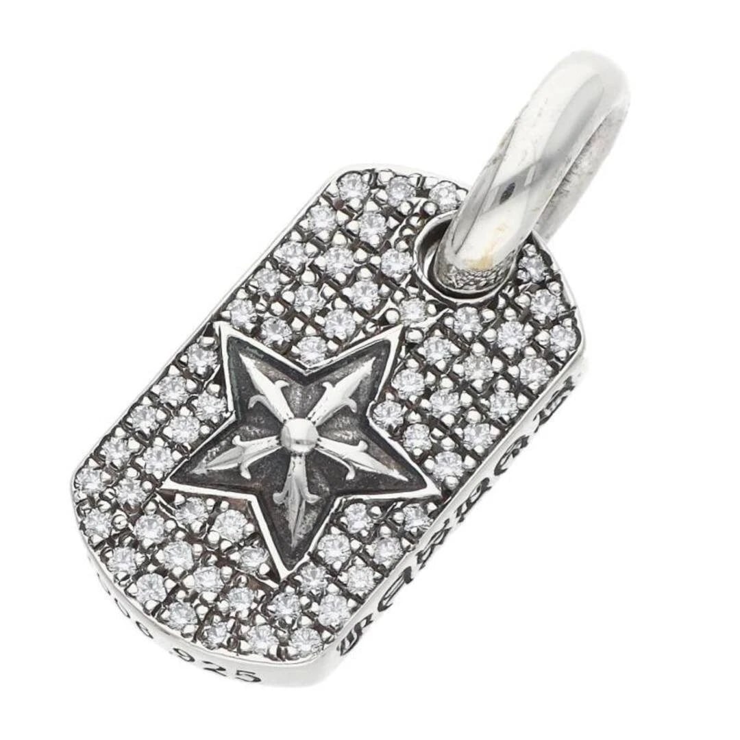 CHROME HEARTS DOG TAG PAVE DIAMOND SILVER NECKLACE TOP: Chrome Hearts Dog Tag PAVE diamond silver Necklace Top Brand: Chrome Hearts Type/Style: Necklace Material: 925 silver Color: silver Size: vertical 2.1cm Accessories: None Accessories Notice: When