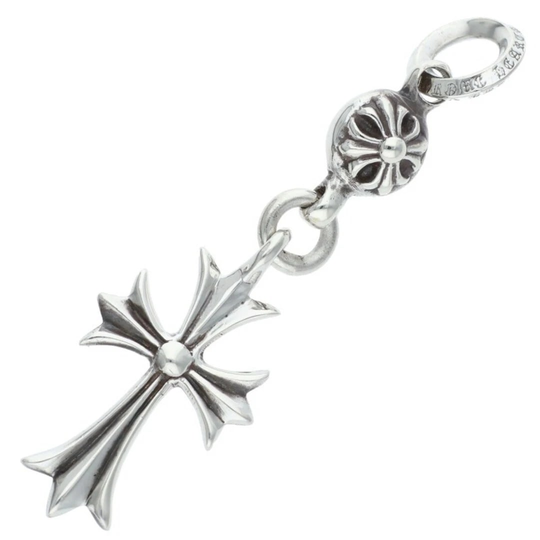 CHROME HEARTS BALL TINY CROSS CHARM SILVER NECKLACE TOP: Chrome Hearts Ball Tiny Cross Charm Silver Necklace Top Brand: Chrome Hearts Type/Style: Necklace Material: 925 silver Color: silver Size: vertical 5.8cm Accessories: None Accessories Noti