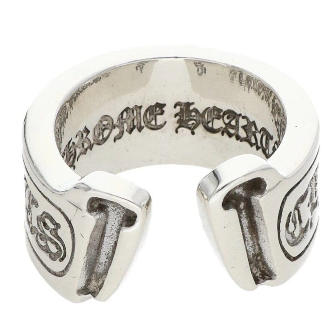 CHROME HEARTS LG SCROLL LABEL LARGE SILVER RING: Chrome Hearts LG SCROLL LABEL Large Silver Ring Brand: Chrome Hearts Type/Style: Ring Material: 925 silver Color: silver Size: US Size 15 Accessories: None Accessories Notice: When purchasing