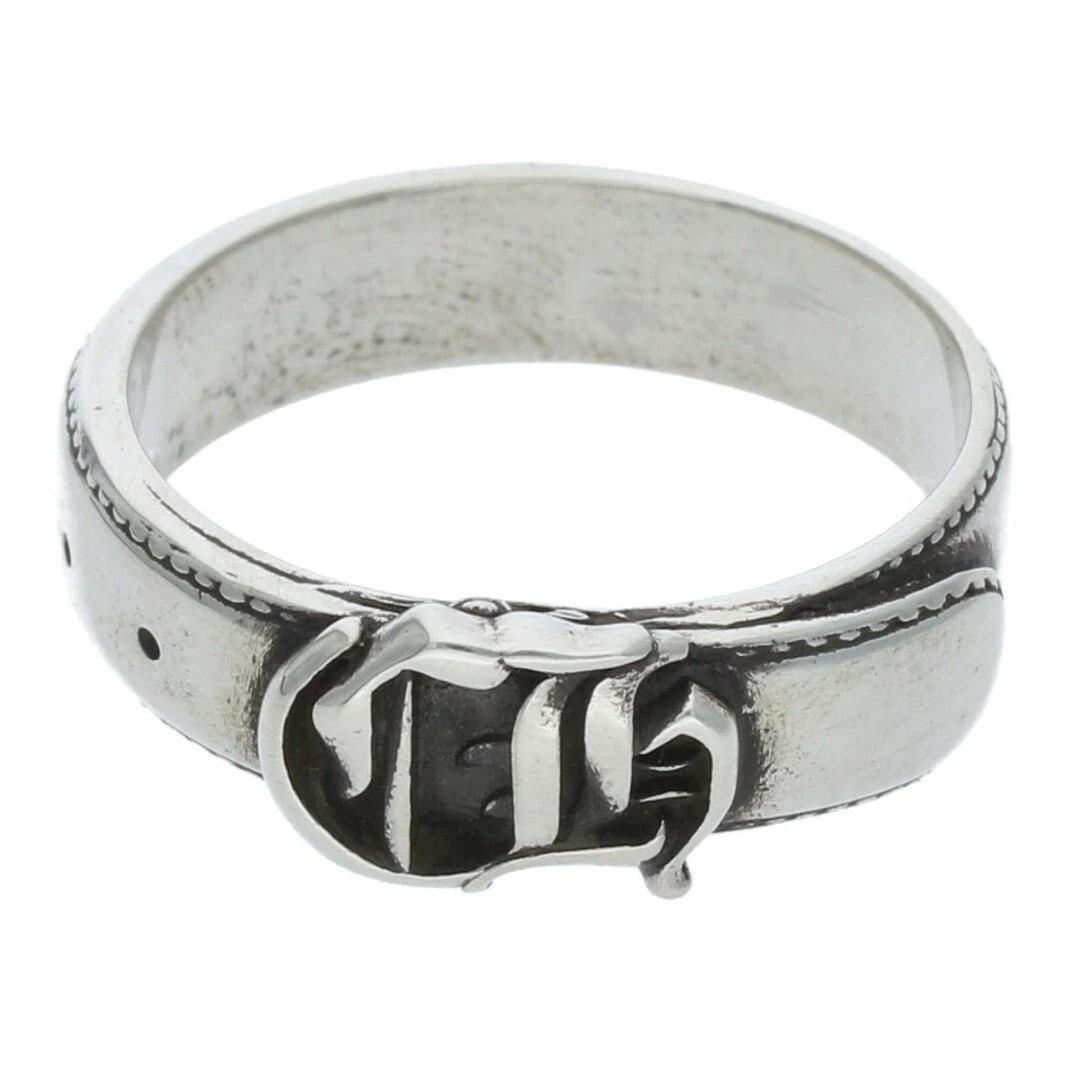 CHROME HEARTS BELTED CH SML LOGO SMALL SILVER RING: Chrome Hearts BELTED CH SML Logo Small Silver Ring Brand: Chrome Hearts Type/Style: Ring Material: 925 Silver Color: silver Size: US Size 24 Accessories: None Accessories Notice: When purc