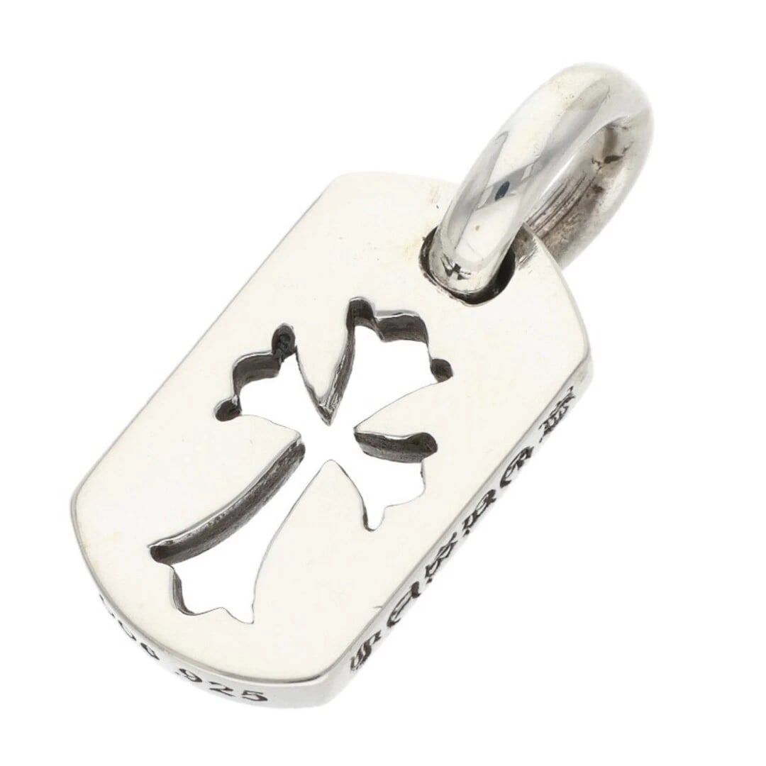 CHROME HEARTS CUTOUT CROSS DOG TAG CHARM SILVER NECKLACE: Chrome Hearts Cutout Cross Dog Tag Charm Silver Necklace Brand: Chrome Hearts Type/Style: Necklace Material: 925 Silver Color: silver Size: W 0.9cm,V 2.2cm Accessories: None Accessories No
