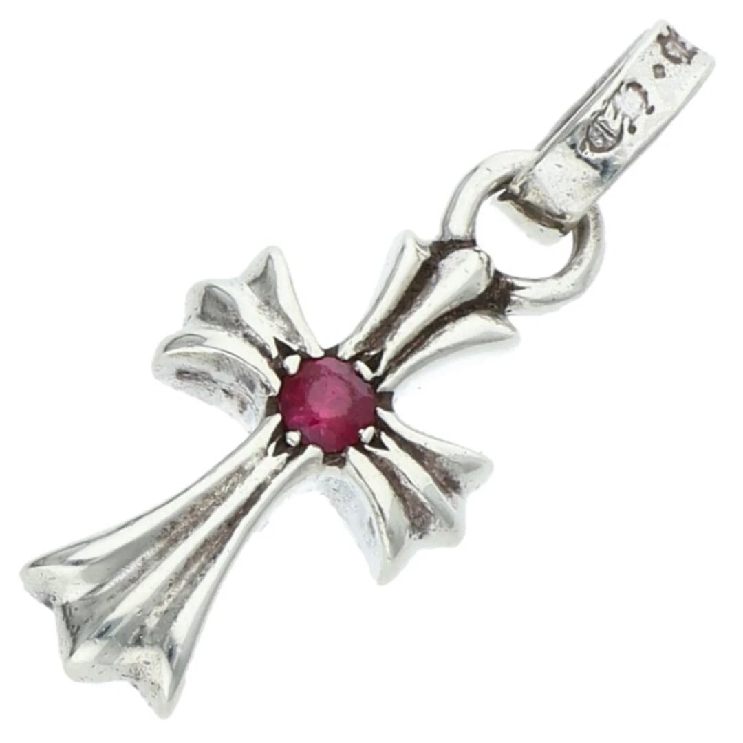 CHROME HEARTS RUBY BABY FAT 1 CHARM SILVER NECKLACE TOP: Chrome Hearts Ruby Baby Fat 1 charm Silver Necklace Top Brand: Chrome Hearts Type/Style: Necklace Material: 925 Silver Main Stone Ruby Color: silver Size: vertical 2.4cm Accessories: None Accessories