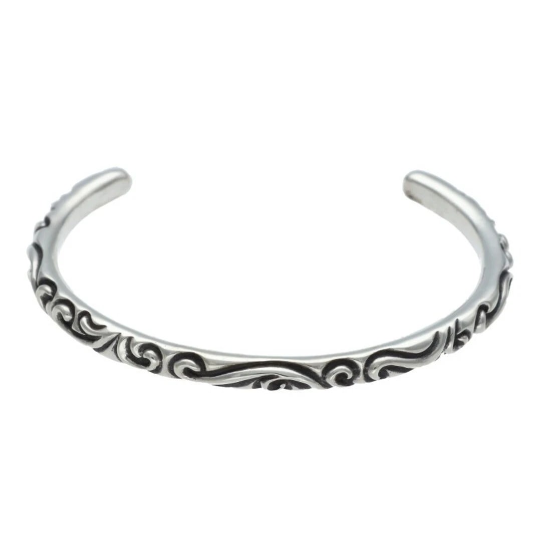 CHROME HEARTS BANGLE SCROLL BAND SILVER BRACELET: Chrome Hearts BANGLE Scroll Band Silver Bracelet Brand: Chrome Hearts Type/Style: BANGLE Material: 925 Silver Color: silver Size: wrist 12cm Accessories: None Accessories Notice: When purchasing