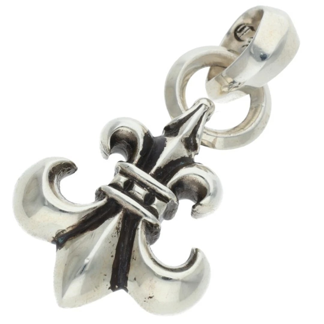 CHROME HEARTS BS FLUER W BALE F PENDANT BAIL NECKLACE TOP: Chrome Hearts BS Fluer w BALE F pendant bail necklace top Brand: Chrome Hearts Type/Style: Necklace Material: 925 Silver Color: silver Size: 5.1cm vertical Accessories: None Accessories No