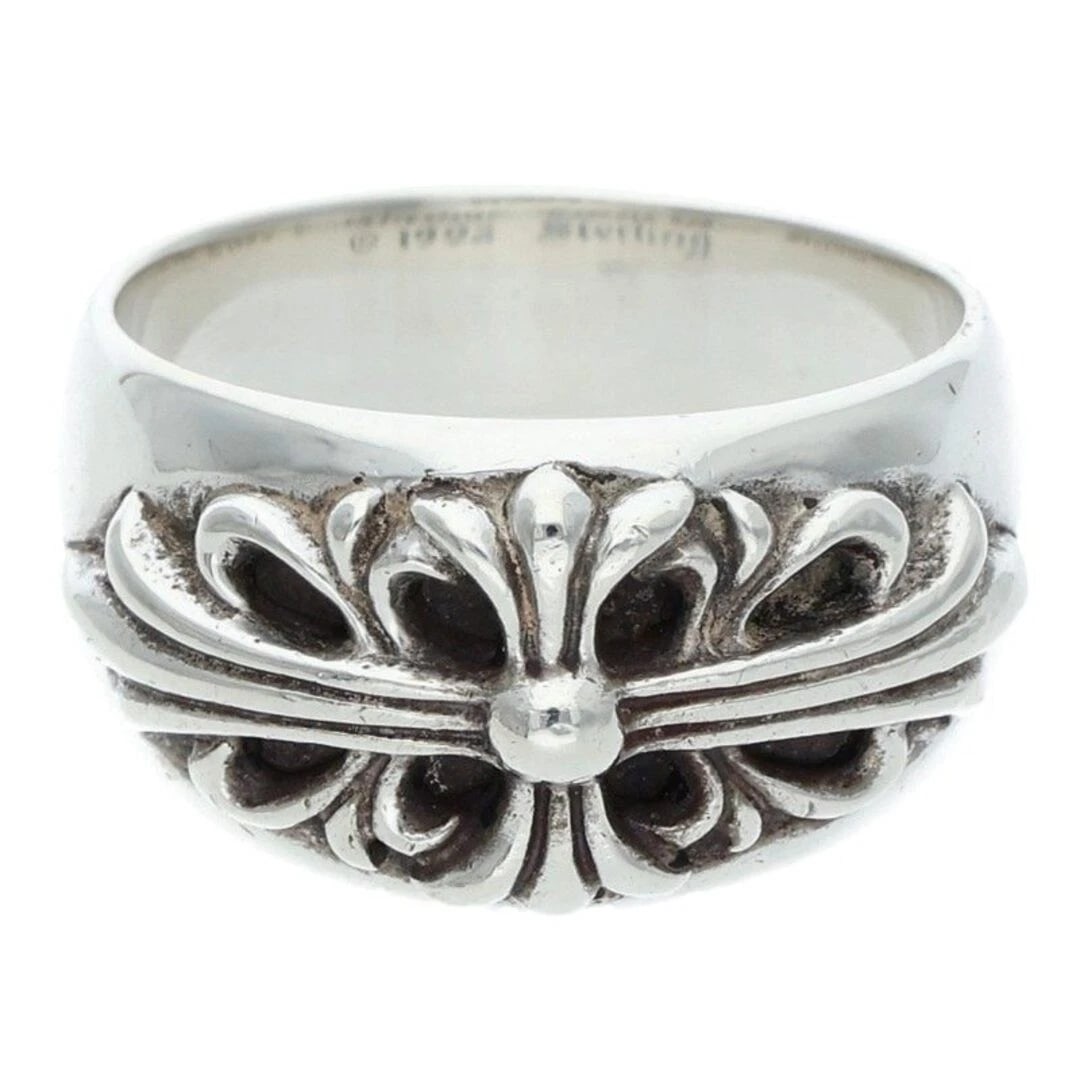CHROME HEARTS FLRL CRS FLORAL CROSS SILVER RING: Chrome Hearts FLRL CRS Floral Cross Silver Ring Brand: Chrome Hearts Type/Style: Ring Material: 925 Silver Color: silver Size: US Size 25 Accessories: None Accessories Notice: When purchas