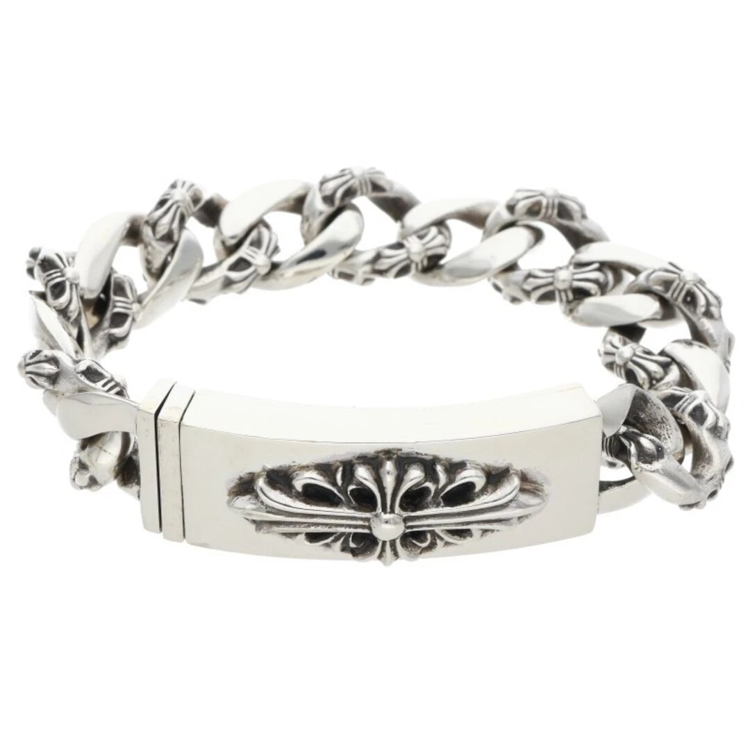 CHROME HEARTS ID FLORAL CRS FANCY SILVER BRACELET: Chrome Hearts ID Floral CRS Fancy Silver Bracelet Brand: Chrome Hearts Type/Style: Others Material: 925 Silver Color: silver Size: wrist 19cm Accessories: None Accessories Notice: When pur