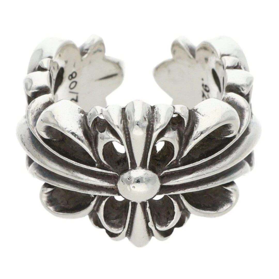 CHROME HEARTS DOUBLE FLORAL CROSS SILVER RING: Chrome Hearts Double Floral Cross Silver Ring Brand: Chrome Hearts Type/Style: Ring Material: 925 Silver Color: silver Size: US Size 11 Accessories: None Accessories Notice: When purchasin