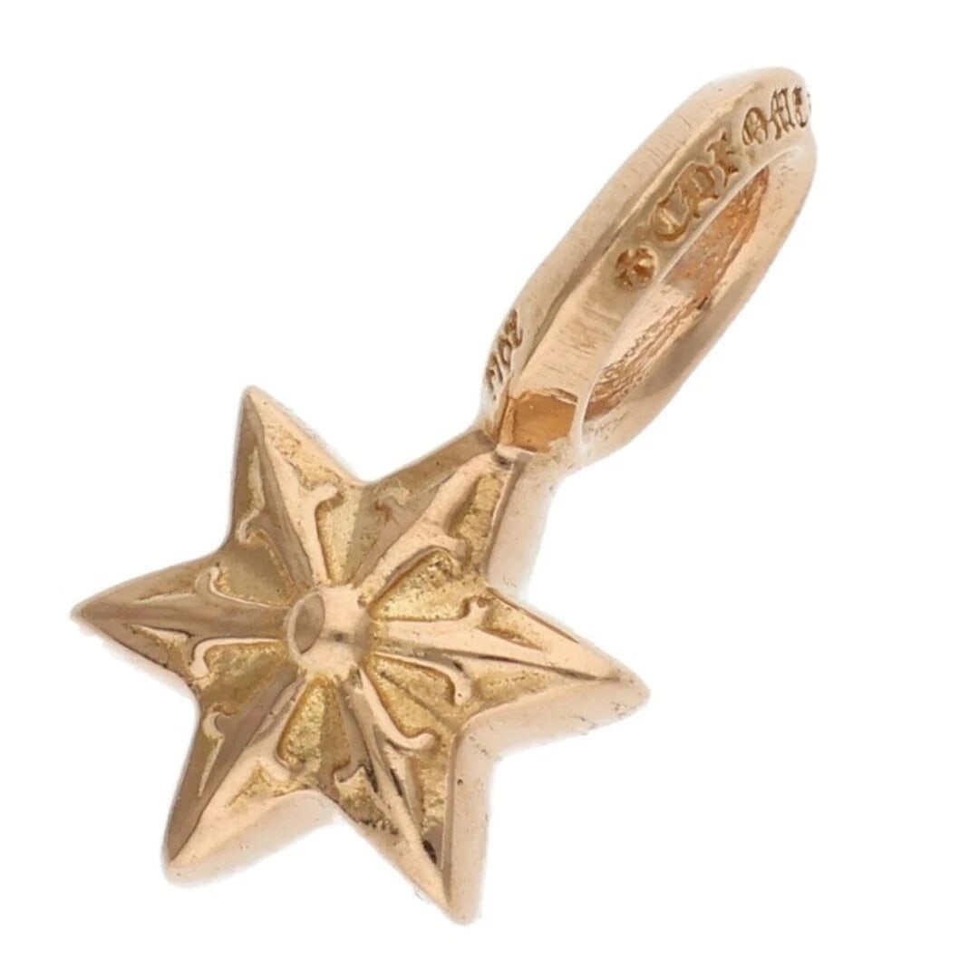 CHROME HEARTS STACK STAR CHARM GOLD NECKLACE TOP: Chrome Hearts Stack Star Charm Gold Necklace Top Brand: Chrome Hearts Type/Style: Necklace Material: 22K YG Color: YG Size: vertical 1.4cm Accessories: None Accessories Notice: When purcha