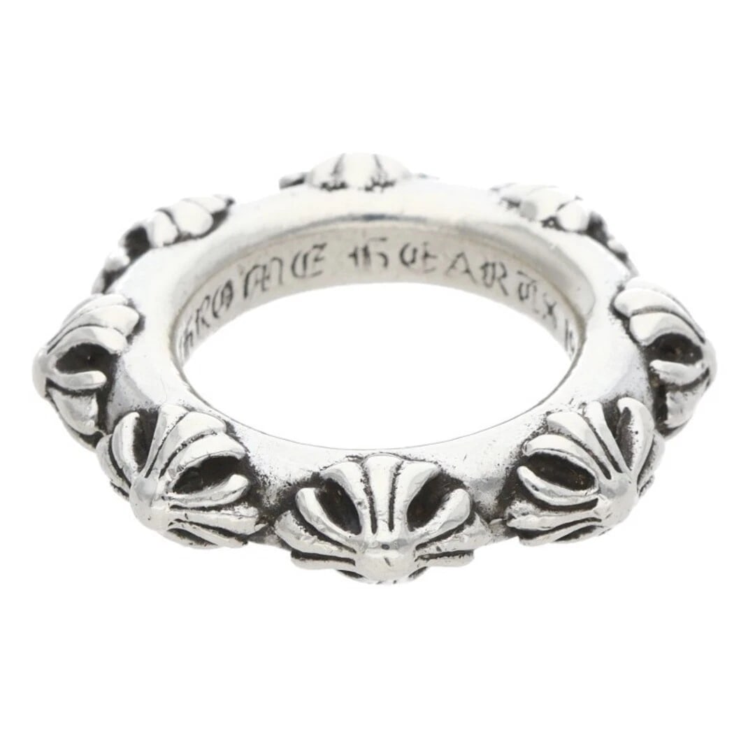 CHROME HEARTS CROSS BAND SILVER RING: Chrome Hearts CROSS BAND Silver Ring Brand: Chrome Hearts Type/Style: Ring Material: 925 Silver Color: silver Size: US Size 10.5 Accessories: None Accessories Notice: When purchasing pre-owned goods,