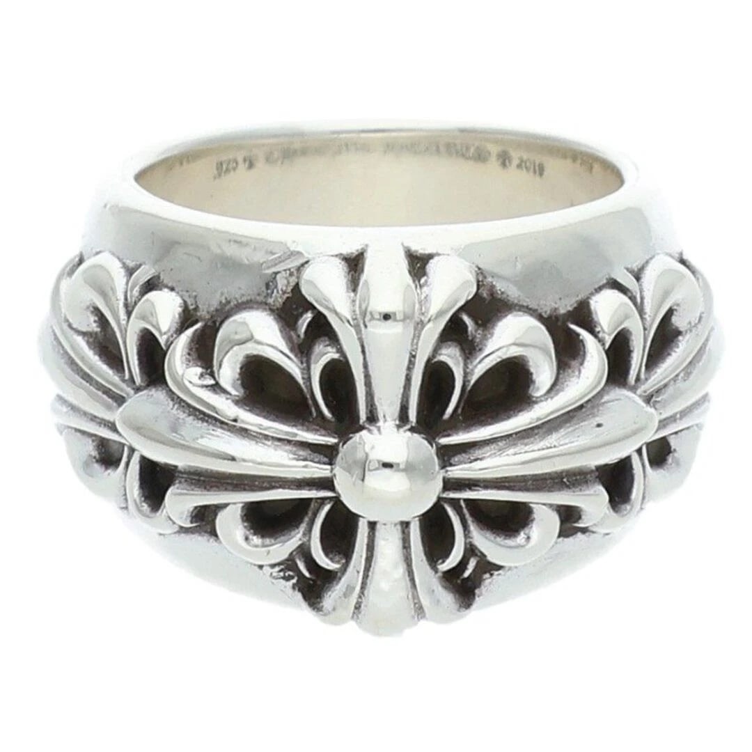 CHROME HEARTS CLASSIC DOUBLE FLORAL CROSS SILVER RING: Chrome Hearts Classic Double Floral Cross Silver Ring Brand: Chrome Hearts Type/Style: Ring Material: 925 Silver Color: silver Size: US Size 6.5 Accessories: None Accessories Notice: When purchasing