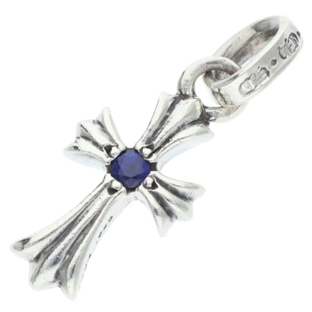 CHROME HEARTS SAPPHIRE CHARM SILVER NECKLACE TOP: Chrome Hearts Sapphire charm Silver Necklace Top Brand: Chrome Hearts Type/Style: Necklace Material: 925 Silver Main Stone Sapphire Color: silver Size: W 0.9cm,V 2.4cm Accessories: None Accessories