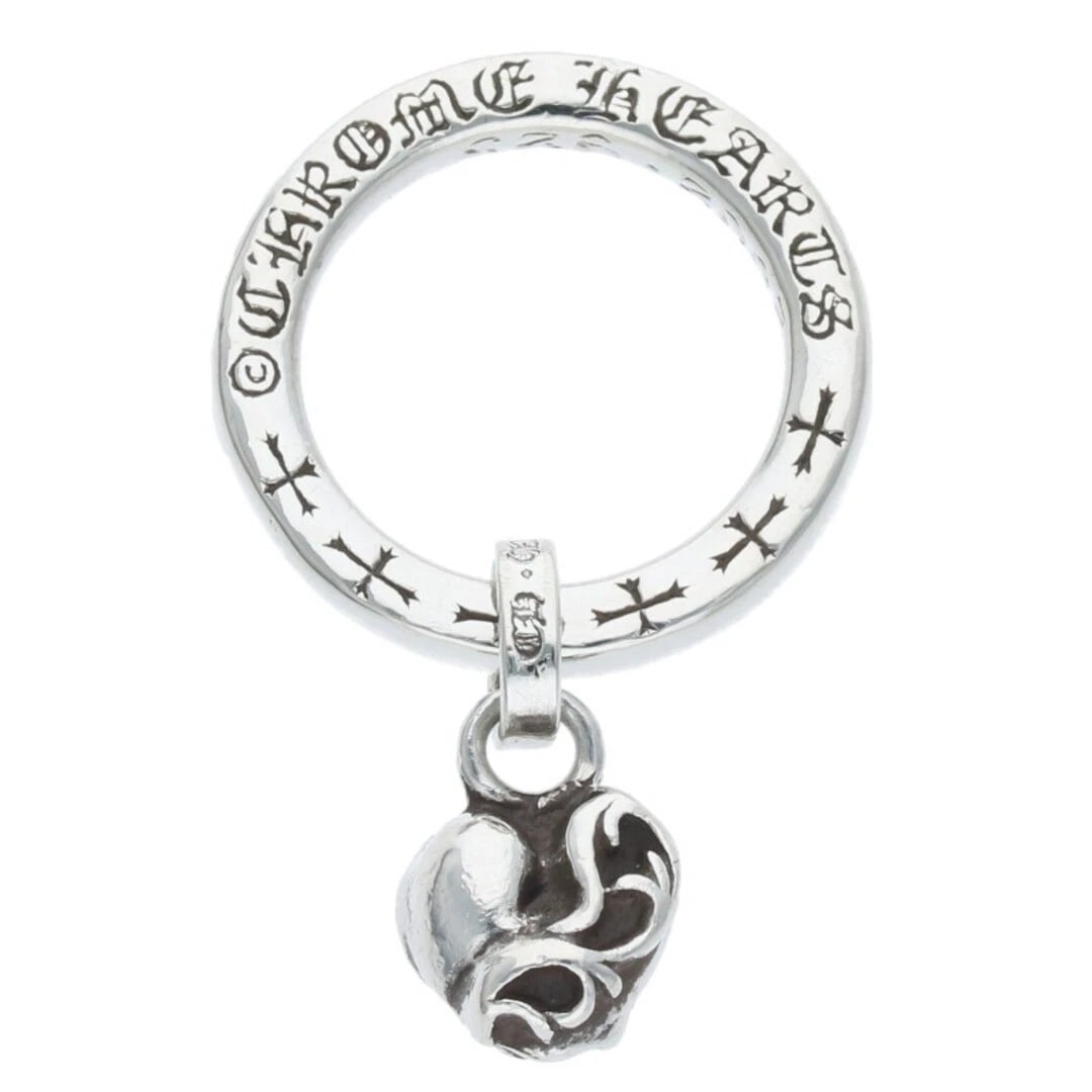 CHROME HEARTS HEART MOTIF SILVER RING: Chrome Hearts Heart Motif Silver Ring Brand: Chrome Hearts Type/Style: Ring Material: 925 Silver Color: silver Size: US Size 6.5 Accessories: None Accessories Notice: When purchasing pre-o