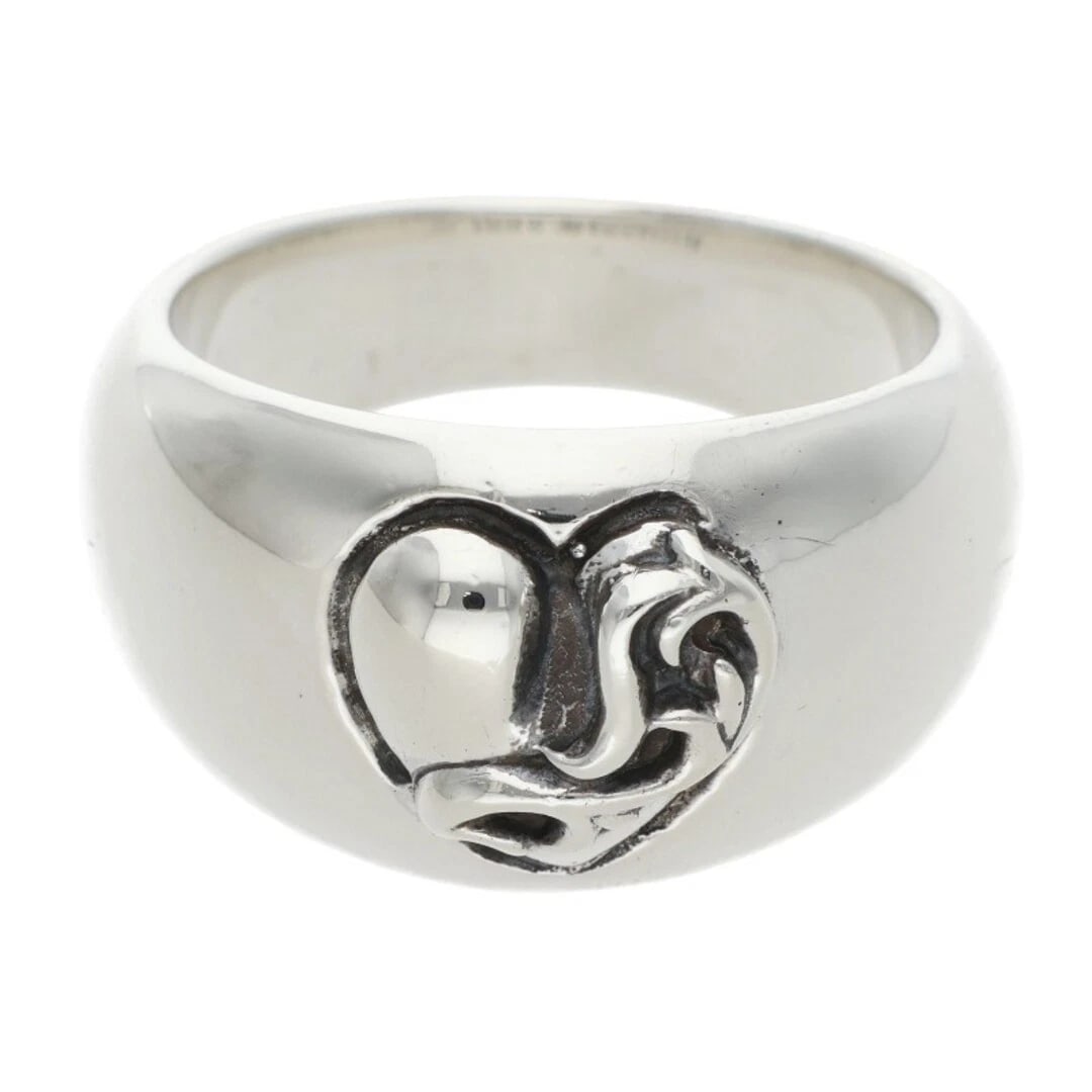CHROME HEARTS HEART IN BAND SILVER RING: Chrome Hearts Heart in Band Silver Ring Brand: Chrome Hearts Type/Style: Ring Material: 925 Silver Color: silver Size: US Size 19 Accessories: None Accessories Notice: When purchasing pre-