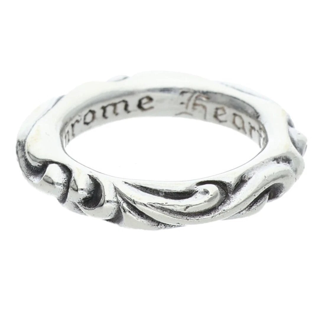 CHROME HEARTS SCRL BAND SCROLL SILVER RING: Chrome Hearts SCRL BAND Scroll Silver Ring Brand: Chrome Hearts Type/Style: Ring Material: 925 Silver Color: silver Size: US Size 13 Accessories: None Accessories Notice: When purchasing p