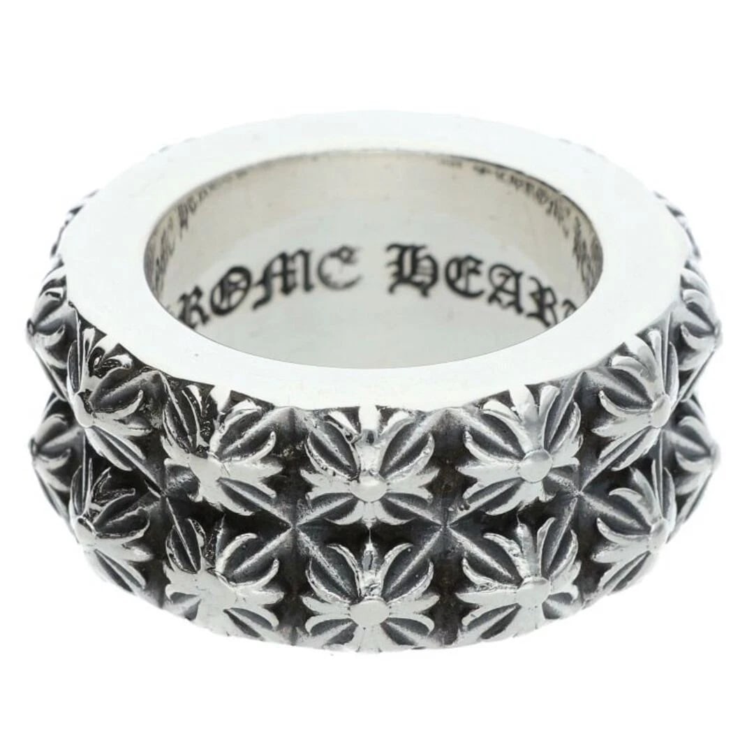CHROME HEARTS PETE PUNK DOUBLE PEAT ROW SILVER RING: Chrome Hearts Pete Punk Double Peat Row Silver Ring Brand: Chrome Hearts Type/Style: Ring Material: 925 Silver Color: silver Size: US Size 19 Accessories: None Accessories Notice: When pur