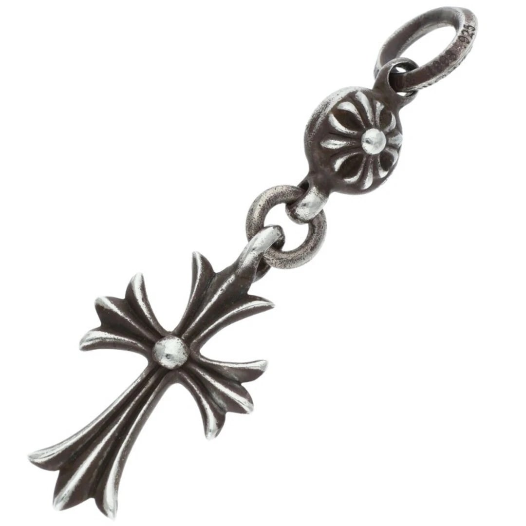 CHROME HEARTS 1 BALL TINY CROSS SILVER NECKLACE TOP: Chrome Hearts 1 Ball Tiny Cross Silver Necklace Top Brand: Chrome Hearts Type/Style: Necklace Material: 925 Silver Color: silver Size: vertical 5.8cm Accessories: None Accessories Notice: When